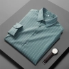2025 new design line stripes young  man shirt work shirt Color Light Green