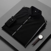 handsome non-iron autumn  winter new men's high-end luxury fashion striped shirt Color Black