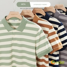 2023 great fabric wide stripes man tshirt casual polo shirt