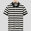 2023 great fabric wide stripes man tshirt casual polo shirt Color black stripes