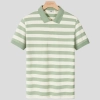 2023 great fabric wide stripes man tshirt casual polo shirt Color blackish green stripes