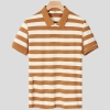 2023 great fabric wide stripes man tshirt casual polo shirt