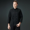 high quality cotton blends bread sop double breasted button chef jacket chef workwear Color Black
