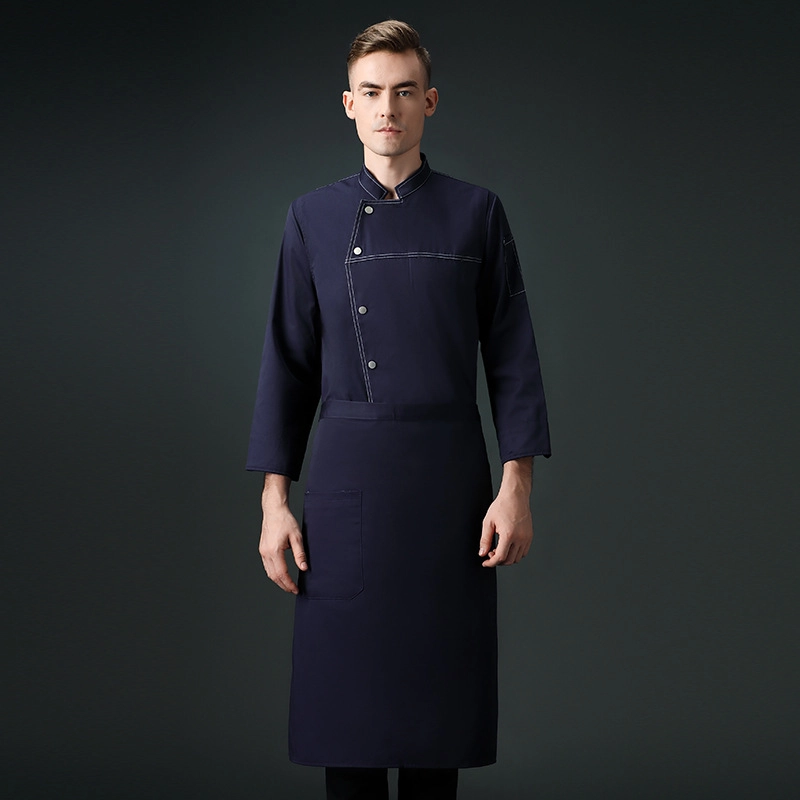 high quality cotton blends navy blue denim bread store chef jacket chef workwear