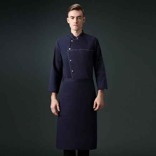 high quality cotton blends navy blue denim bread store chef jacket chef workwear