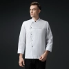high quality cotton blends navy blue denim bread store chef jacket chef workwear Color White