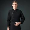 high quality cotton blends navy blue denim bread store chef jacket chef workwear Color Black