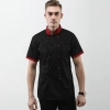 England short sleeve contrast collar bread shop chef jacket chef baking workwear  Color Black