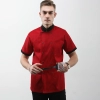 England short sleeve contrast collar bread shop chef jacket chef baking workwear  Color Red