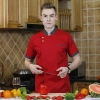 England short sleeve grey collar white jacket bread shop chef jacket chef  workwear  Color Red