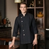 denim right openning golden button chef jacket chef  shirt workwear  Color Black