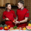  right openning front with pocket double breasted chef shirt workwear chef coat jacket Color Red