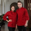  right openning breathable chef shirt workwear chef coat jacket Color Red