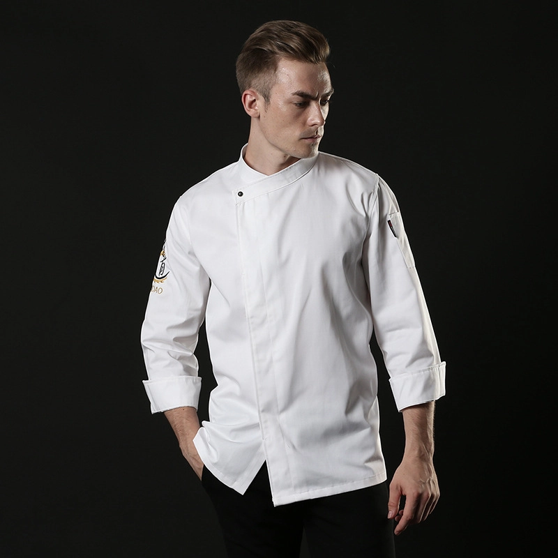 right openning invisual button (with Chinese letters) chef shirt workwear chef coat jacket