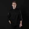  right openning invisual button (with Chinese letters) chef shirt workwear chef coat jacket Color Black