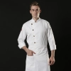  deim right openning invisual button (with Chinese flag ) chef shirt workwear chef coat jacket Color White