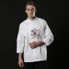 long sleeve right openning invisual button dragon embiodary chef shirt workwear chef coat jacket Color White