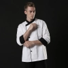 right openning breathable good faric black collar hem white chef uniform chef coat jacket