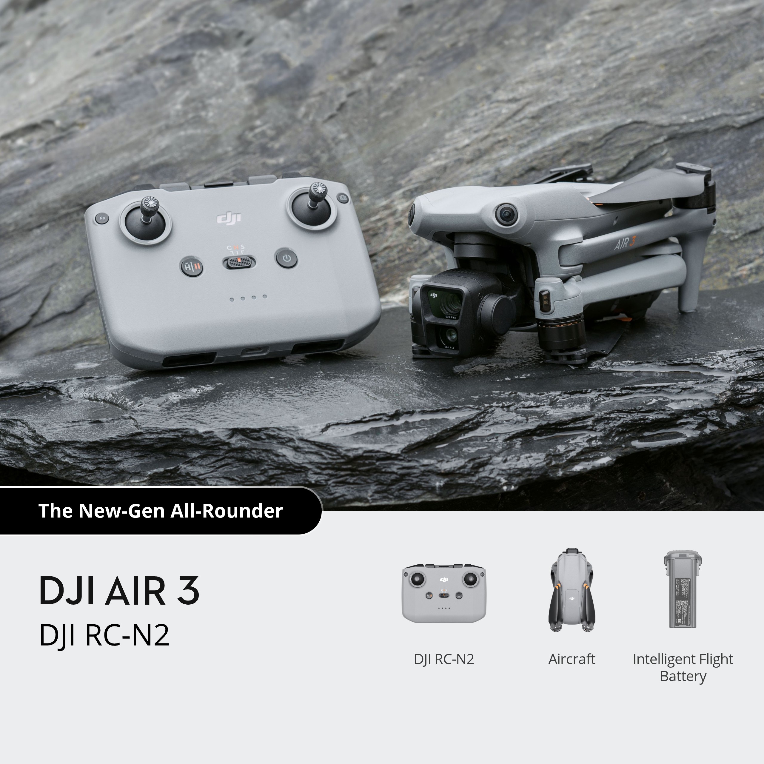 DJI Air 3 (DJI RC-N2) DJI Air 3 foldable drone with dual cameras