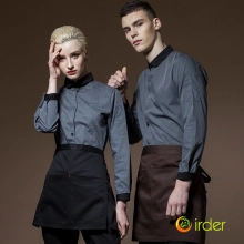 Europe contrast collar grey shirt for waiter waitress dealer chef uniform