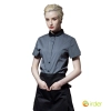 Europe contrast collar grey shirt for waiter waitress dealer chef uniform Color short sleeve women shirt