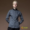 Europe contrast collar grey shirt for waiter waitress dealer chef uniform Color long sleeve women shirt