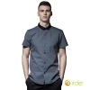 Europe contrast collar grey shirt for waiter waitress dealer chef uniform Color short sleeve men shirt