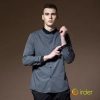 Europe contrast collar grey shirt for waiter waitress dealer chef uniform