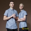fashion Europe host sale ktv kfc restaurant short sleeve stripes waiter jacket dealer shirt uniform