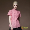 fashion Europe restaurant cafe bar wait staff uniform long sleeve stripes waiter jacket dealer shirt Color women short sleeve pink shirt