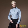 fashion Europe restaurant cafe bar wait staff uniform long sleeve stripes waiter jacket dealer shirt Color women long sleeve light blue shirt