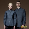 fashion long sleeve / short sleeve grey denim waiter shirt jacket waiter uniform