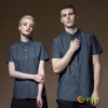 fashion long sleeve / short sleeve grey denim waiter shirt jacket waiter uniform