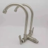 single DN15 inlet 304 stainless steel wiredrawing 2H dual outlets home basin faucet kitchen faucet water tap rebrand supported