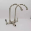 single DN15 inlet 304 stainless steel wiredrawing 2H dual outlets home basin faucet kitchen faucet water tap rebrand supported