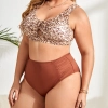 sexy large size women swimwear two piece swimwear tankini Color Coffee