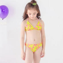 banana printing litte girl swaimwear bikini tenn swimwear