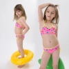 orange patchwork children girl swimwear teen girl swimsuit