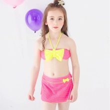 bow two-piece teen girl bikini tube top shorts swimwear