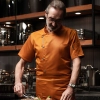 orange color short sleeve restaurant chef jacket blouse