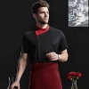 patchwork color collar short sleeve chef jacket Color Color 1