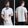 patchwork color collar short sleeve chef jacket Color Color 2