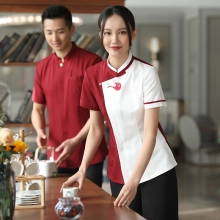 2022 upgrade hotpot restaurant waiter uniform shirt bloulse with apron