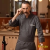 2025 upgrade fabric side opening double breasted chef jacket cooking work uniform Color Grey