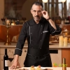 2025 upgrade fabric side opening double breasted chef jacket cooking work uniform Color Black