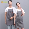 2025 good fabric bar restaurant watier/chef denim halter apron long apron Color Grey
