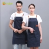 2025 good fabric bar restaurant watier/chef denim halter apron long apron Color Navy Blue