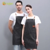 2025 good fabric bar restaurant watier/chef denim halter apron long apron Color black stripes