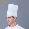 high quality plant fiber disposable chef hat  23cm round top paper hat Color white flat top 23cm