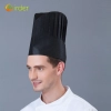 high quality plant fiber disposable chef hat paper hat 29cm round top Color black round top 23cm